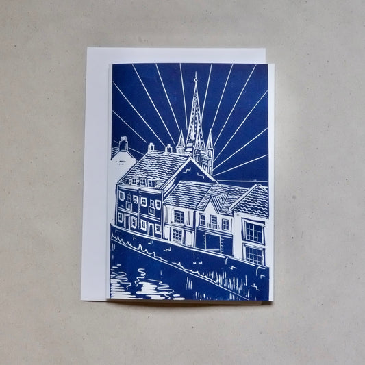 Bosanko Prints - Lino Print Norwich Riverside View Card