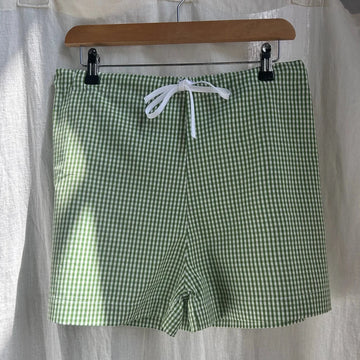 Kaely Russell - Drawstring Shorts In Green Gingham