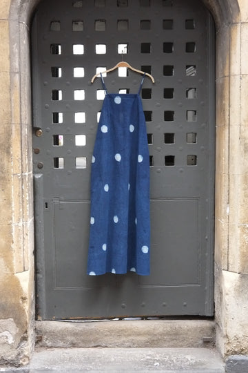 Atwin The Label - The Solstice Dress In Polka Dot Indigo