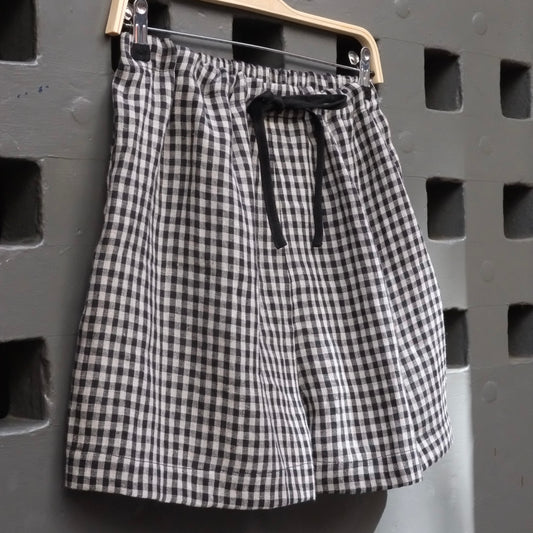Kaely Russell - Drawstring Shorts In Black Gingham