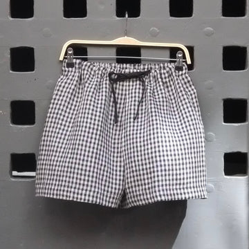 Kaely Russell - Drawstring Shorts In Black Gingham