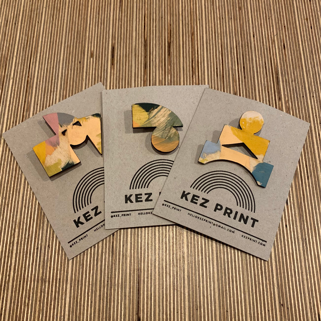 Kez Print - Ply Wood Abstract Brooch