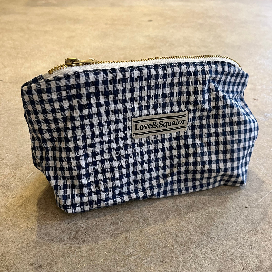 Love And Squalor - Navy Gingham Toiletries Bag