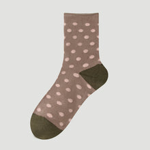 Load image into Gallery viewer, Happy Knits - Mulberry Silk Blend Socks In Brown With Pink Dots
