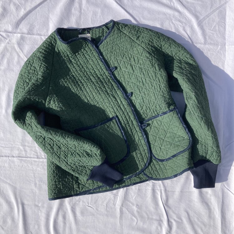 O Moon - Quilted Beadspread Jacket In Forest Green