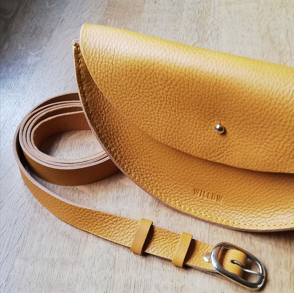 Willow Leather - Half Moon Mini Bag In Textured Yellow