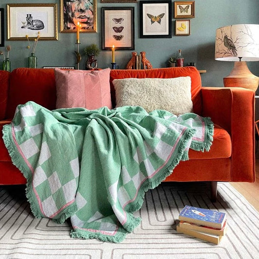 What The Mood - Recycled Cotton Blanket In Cactus Green