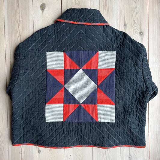 O Moon - Grey Patchwork Back Quilted Jacket