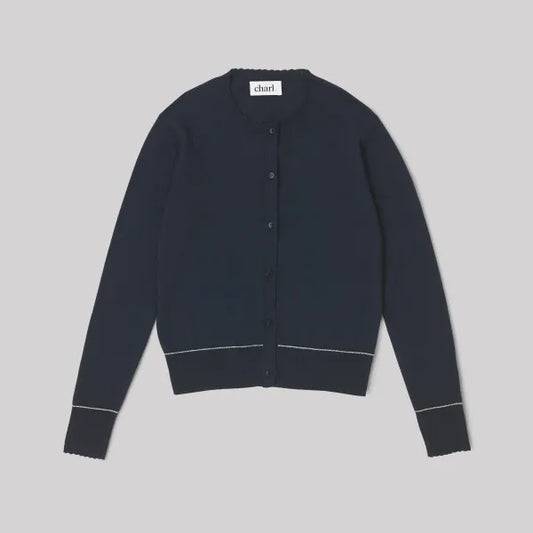 Charl Knitwear - The Sailor Cardigan In Navy