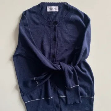 Charl Knitwear - The Sailor Cardigan In Navy