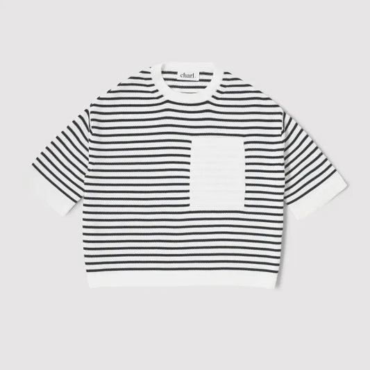Charl Knitwear - Winterton Striped T Shirt In Cotton And Merino Blend