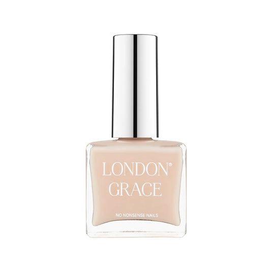 A bottle of London Grace nail varnish in a milky pink color.