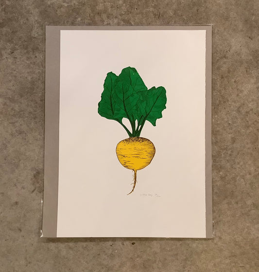 neep illustrated screen print on a concrete background