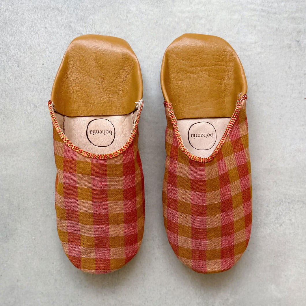 Bohemia Design - Babouche Slippers In Margot Check Linen