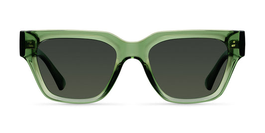 green sunglasses on a white backgorund 