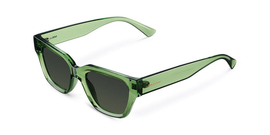 Green sunglasses on a white backgorund