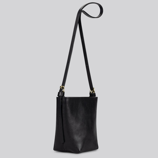 Black Leather handbag on white background