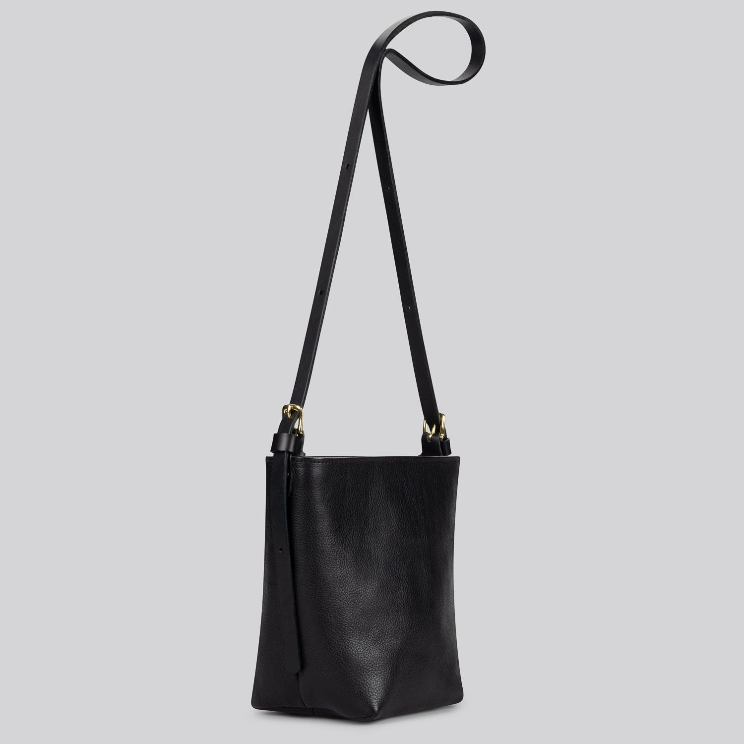 Black Leather handbag on white background