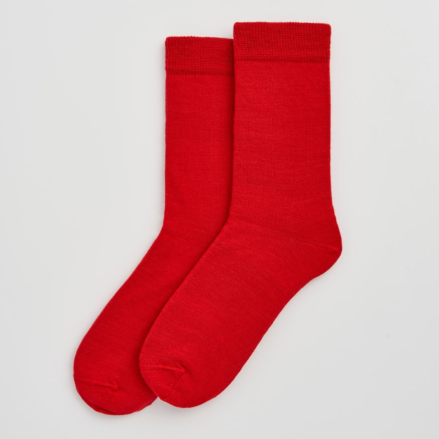 Red socks on a light gray background