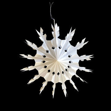 White paper snowflake on a black background