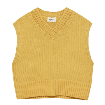 Yellow knit vest on a white background