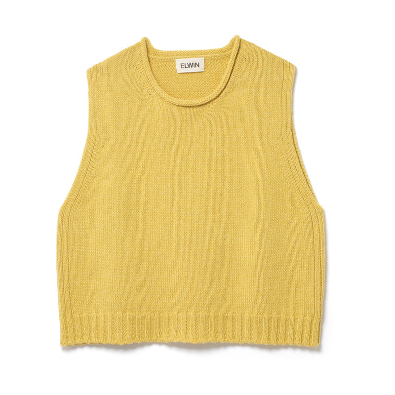 Elwin - Raye Cotton Merino Knitted Vest In Ochre
