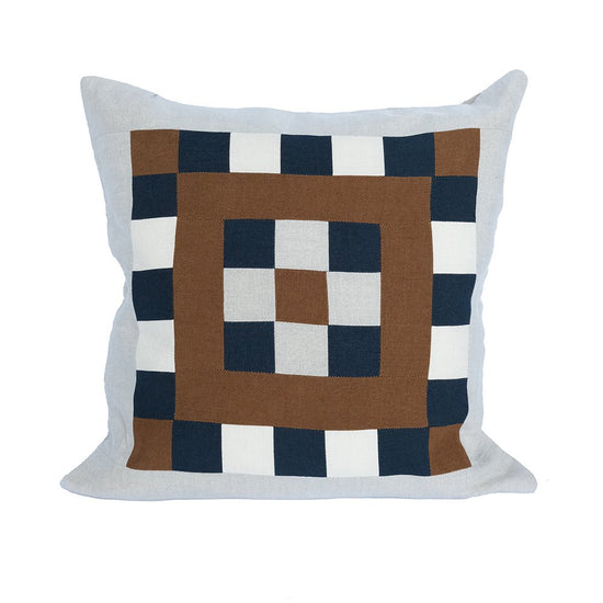 Decorative pillow with a geometric pattern on a white background