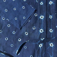 Load image into Gallery viewer, Blue fabric with white floral patterns
