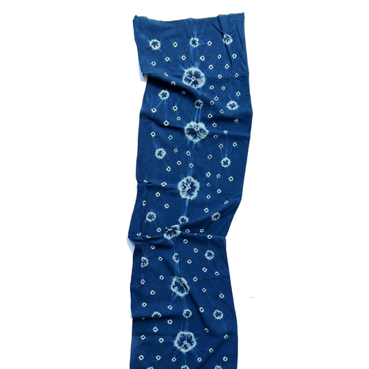A blue and white scarf on a white background