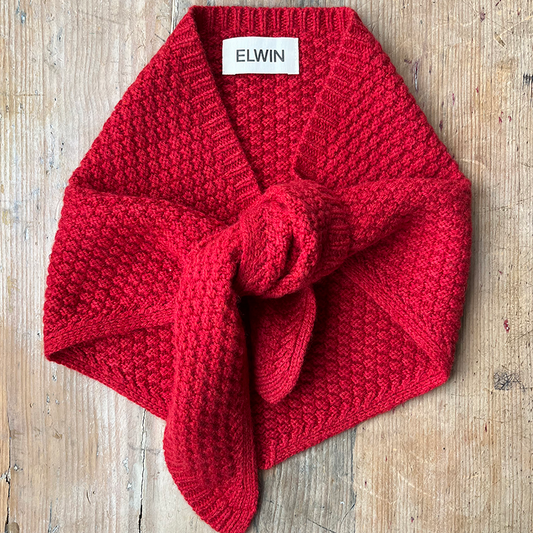 Elwin - Coniston British Wool Triangle Scarf In Red
