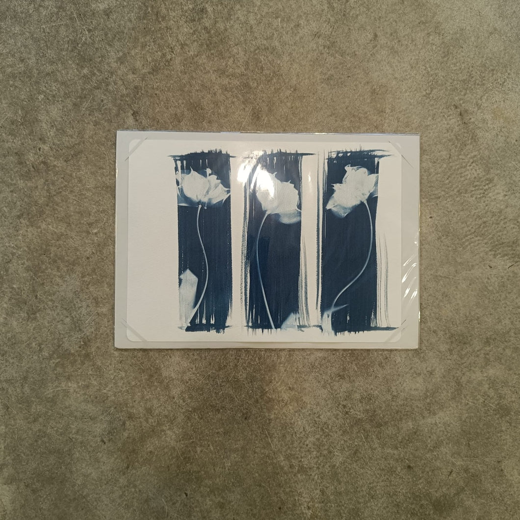 Danielle East Art - Tulip Trio Cyanotype Original Print A3