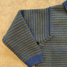 Load image into Gallery viewer, Yetton - The Collared Cardigan in Blue And Green Stripe
