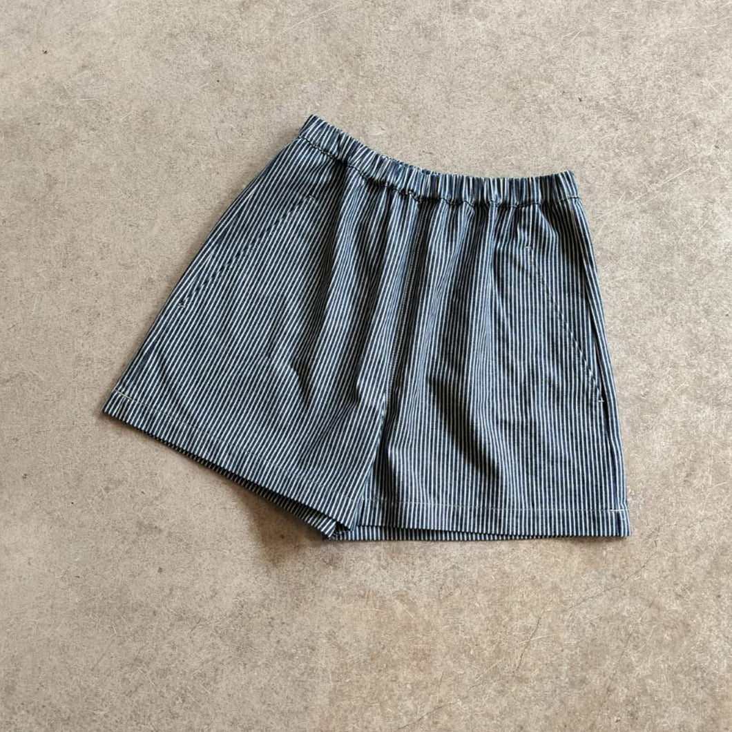 Atwin The Label - The Shorts In Indigo Stripe Denim