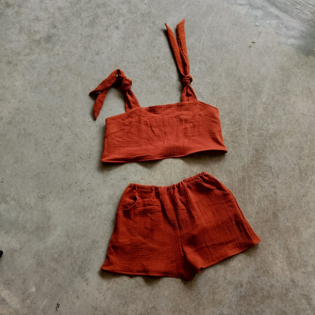 Seen Studio -  The Vest And Short Set In Rust