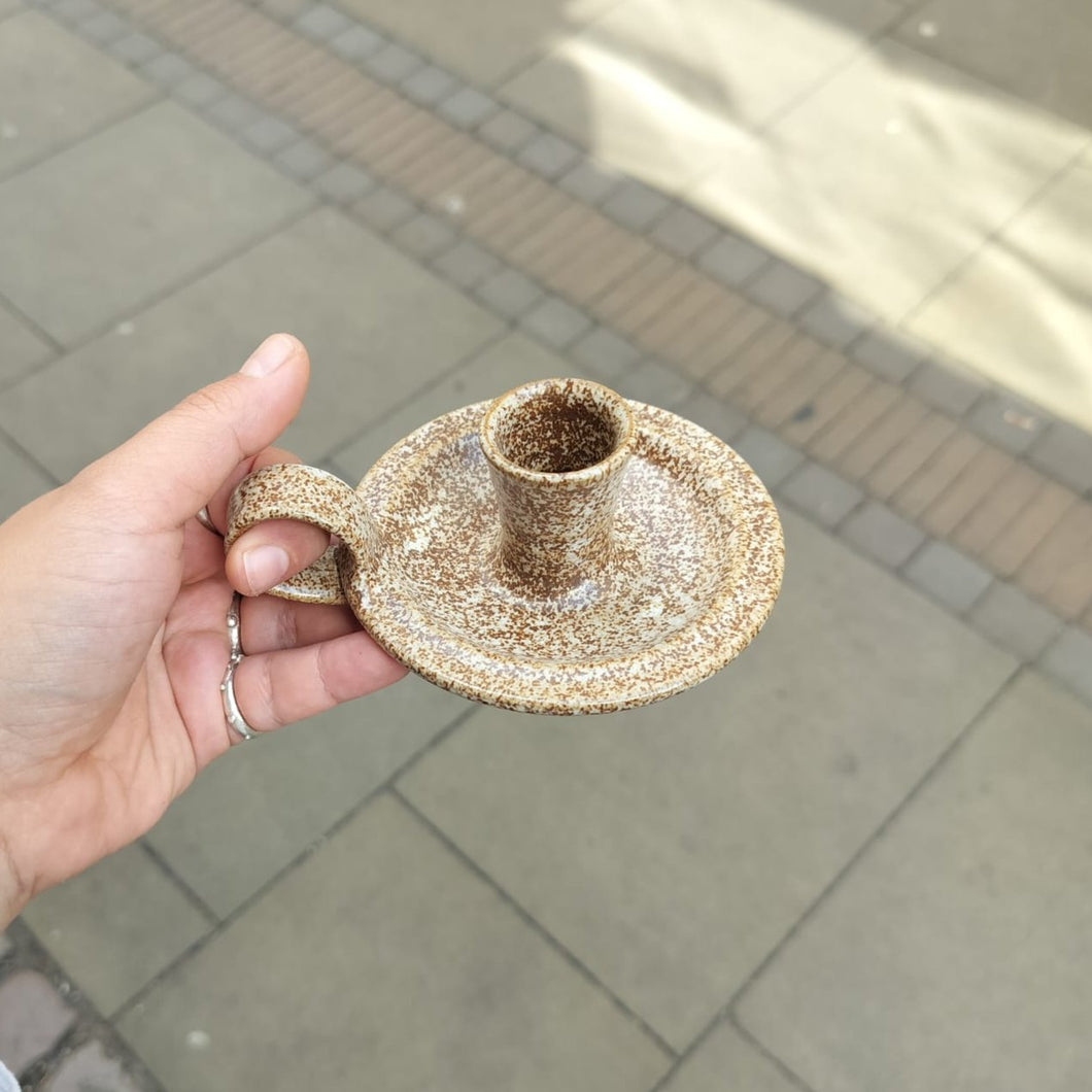 Lily Pearmain - Candle Holder In Brown Speckle