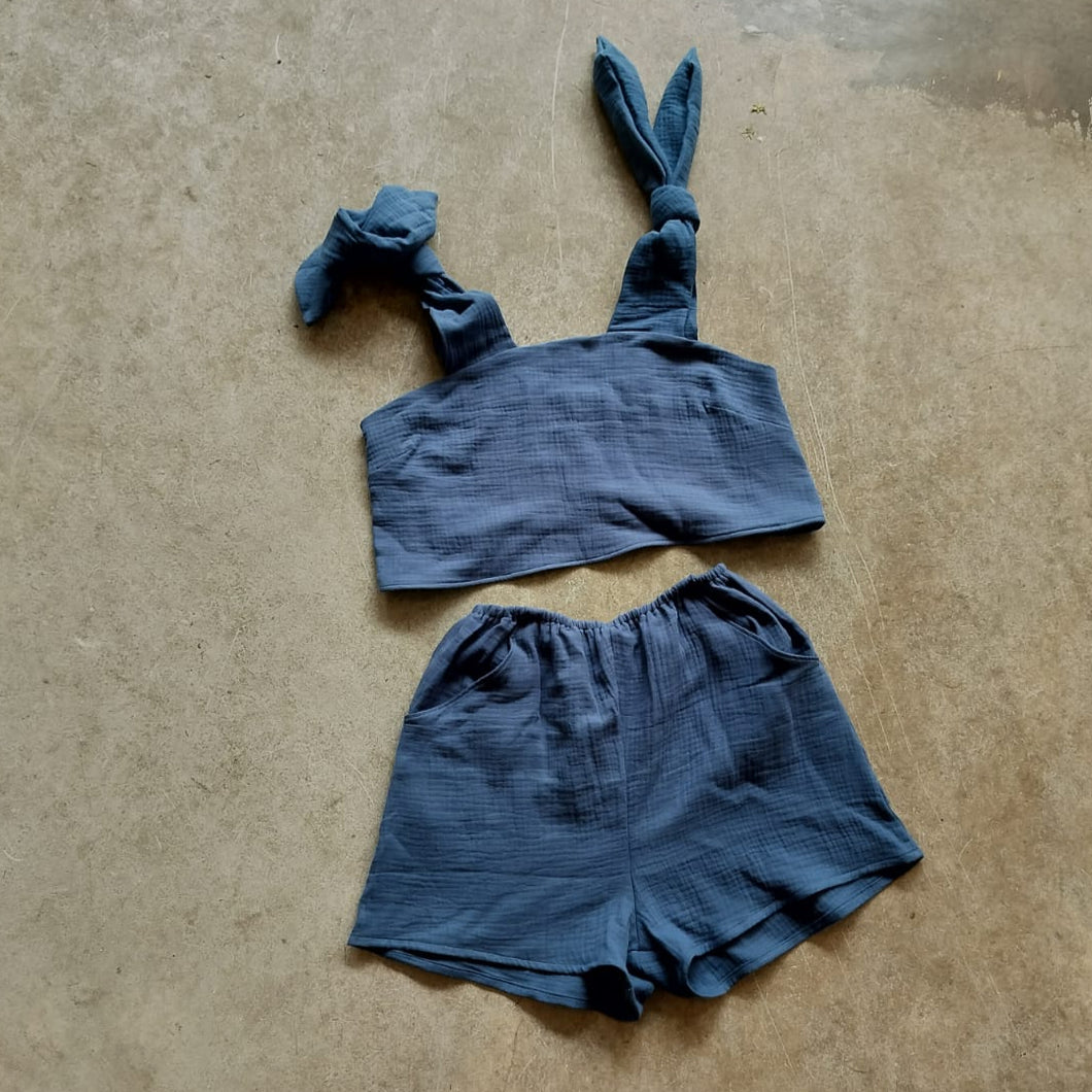 Seen Studio -  The Vest And Short Set In Aegean Blue