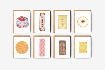 biscuit illustration greetings cards on a white backgroud