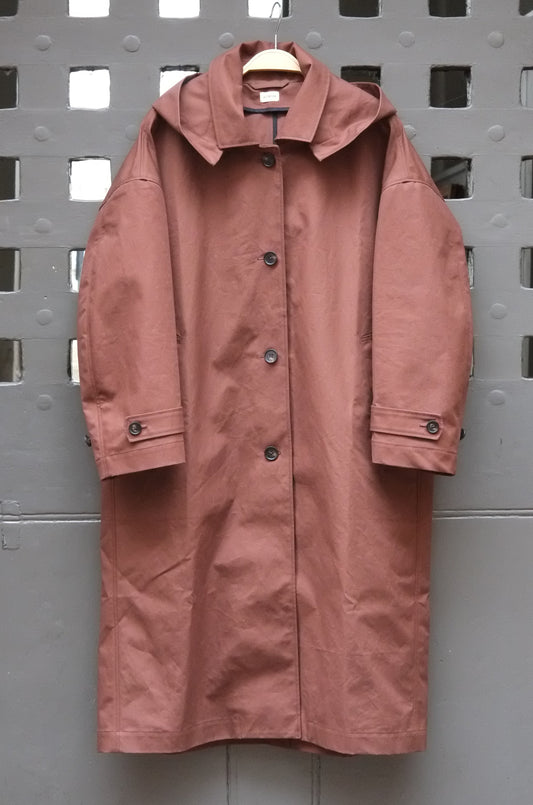 Atwin The Label - The Mac In Brown Waxed Cotton With Detachable Hood
