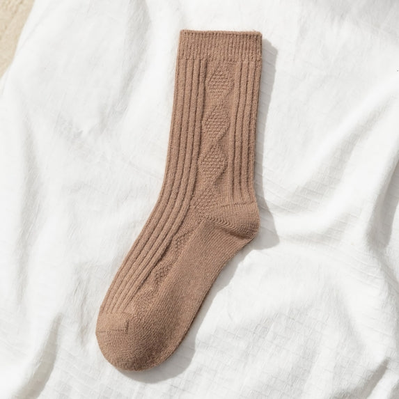 Happy Knits - Diamond Ribbed Wool And Cashmere Socks In Brown