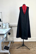Load image into Gallery viewer, low back handmade black linen maxi dress
