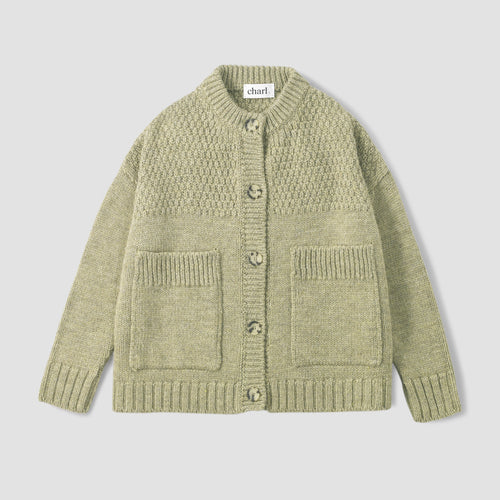 Green Cardigan on a white background 
