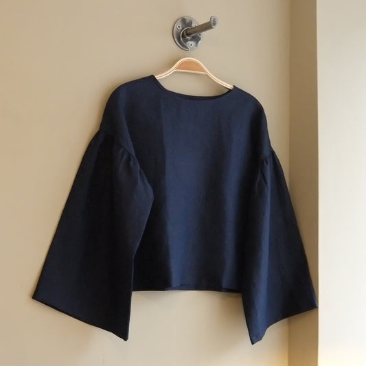 Clement House - May Top In Indigo Linen