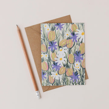 Joy Jen Studio - Purple Flowers Greetings Card
