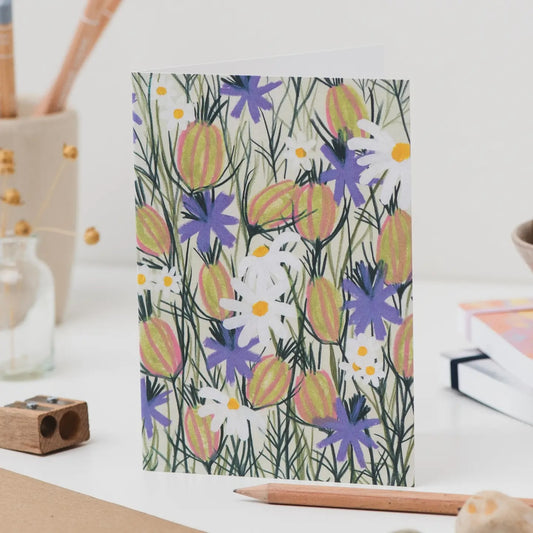 Joy Jen Studio - Purple Flowers Greetings Card