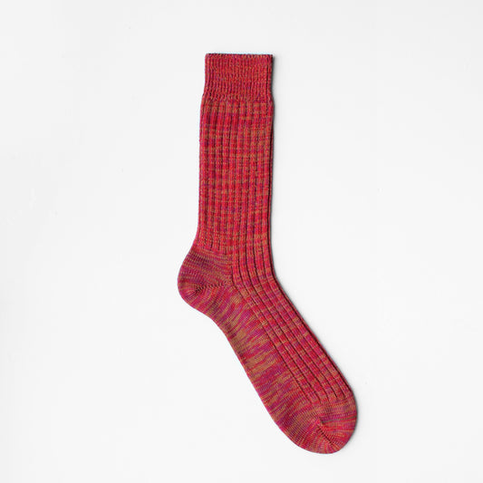Millicent Sanders - Block Socks In Speckled Red - Cotton Merino Blend