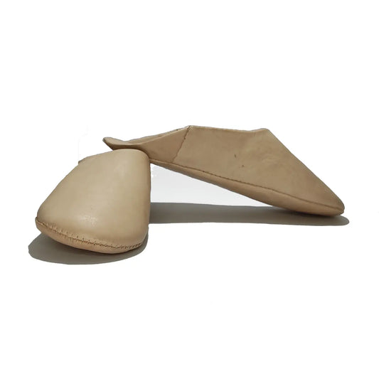Moroccan Babouche Slippers In Cream Leather