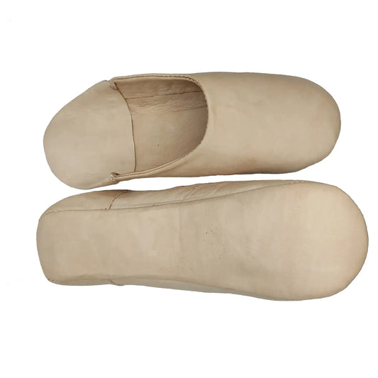 Moroccan Babouche Slippers In Cream Leather