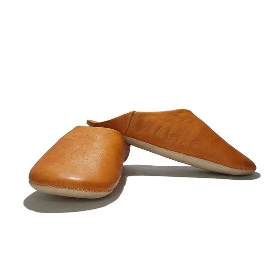 Moroccan Babouche Slippers In Rust Leather