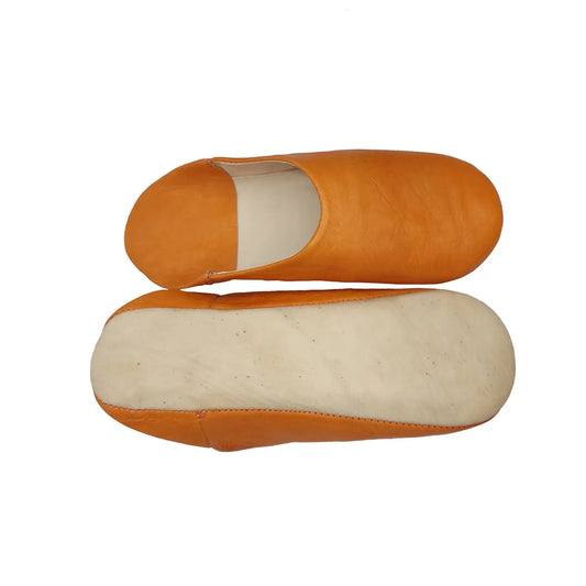 Moroccan Babouche Slippers In Rust Leather