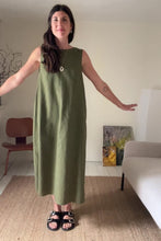 Load and play video in Gallery viewer, Atwin The Label - The Daily Dress In Khaki Ramie Linen
